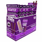 Conos de cáñamo prerrellenados Hemper King Size + boquilla de papel, pack de 2 (12 uds./expositor) Grape