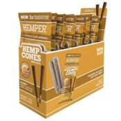 Conos de cáñamo prerrellenados Hemper King Size + boquilla de papel, pack de 2 (12 uds./expositor) Honey