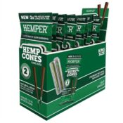 Conos de cáñamo prerrellenados Hemper King Size + boquilla de papel, pack de 2 (12 uds./expositor) Natural